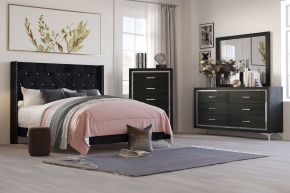 New Classic 00-3365-24C Huxley - 6/0 Western King 4 Piece Bedroom Set (Bed, Dresser, Mirror, Chest) - Black
