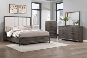 New Classic 00-6001-34C Landon - 5/0 Queen 4 Piece Bedroom Set (Bed, Dresser, Mirror, Chest) - Gray