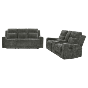 Coaster Fine Furniture 610154P-S2 Kennett - 2 Piece Chenille Power Reclining Sofa Set - Dark Gray