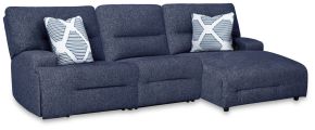 Signature Design by Ashley® 93607S17 Acklen Place - 3-Piece Power Reclining Sectional With RAF Power Reclining Back Chaise And Power Armless Recliner - Navy