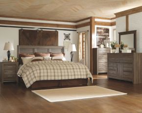 Ashley Furniture B251/31/36/46/58 Ashley Furniture B251/31/36/46/58 Juararo - 4 Pc. - Dresser, Mirror, Chest, King Panel Headboard - Dark Brown