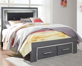 Signature Design by Ashley® B214/87/84S/86 Lodanna - Gray - Full Panel Bed With Storage