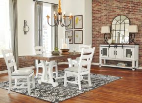 Signature Design by Ashley® D546/35/01(4)/60 Valebeck - 6 Pc. - Dining Room Table, 4 Side Chairs, Server - White / Brown
