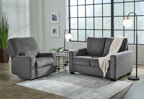 Signature Design by Ashley® 53602/37/25 Rannis - 2 Pc. - Twin Sofa Sleeper, Rocker Recliner - Pewter