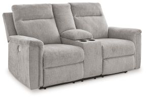 Signature Design by Ashley® 3320196 Barnsana - Ash - Dbl Power Reclining Loveseat With Console
