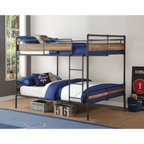 ACME 37730 Brantley II - Queen Over Queen Bunk Bed - Sandy Black & Dark Bronze Hand-Brushed