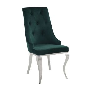 ACME 70142 ACME 70142 Dekel - Side Chair (Set of 2) - Green Fabric & Stainless Steel