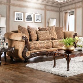 Furniture of America SM6407-SF Nicanor - Sofa - Tan / Gold