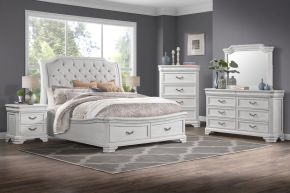 New Classic 00-493W-36N Lyndhurst - 5/0 Queen 6 Piece Bedroom Set (Bed, Dresser, Mirror, Chest, 2 Nightstands) - White