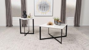 Coaster Fine Furniture 707698-S2 Tobin - 2 Piece Marble Top Coffee And End Table Set - White