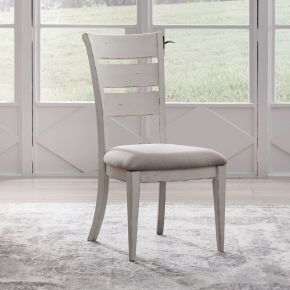 Liberty Furniture 142-C2001S Backroads - Ladder Back Side Chair - Weathered White & Parchment