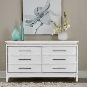 Liberty Furniture 781-BR31 Reflections - 6 Drawer Dresser With Lights - White