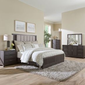 Liberty Furniture 313-BR-OQUBDMCN Modern Edge - 5 Piece Bedroom Set (Opt Queen Upholstered Bed, Dresser & Mirror, Chest, Night Stand) - Caffe
