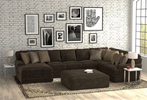 Jackson 4376/72/75/30/28-49 Jackson 4376/72/75/30/28-49 Mammoth - 3 Piece Sectional With Cocktail Ottoman (LSF Chaise) - Chocolate