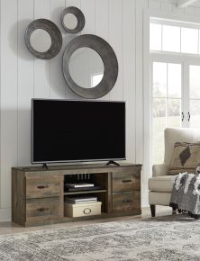 Signature Design by Ashley® EW0446-268 Trinell - Brown Dark - TV Stand W/Fireplace Option - 60" X 14.8" X 24.33"