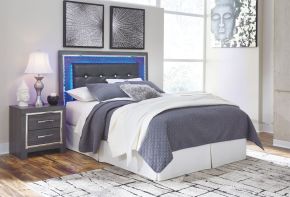 Signature Design by Ashley® B214/57/B100-31 Lodanna - Gray - Queen Upholstered Panel Headboard With Bolt On Bed Frame