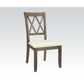 ACME 71717 Claudia - Side Chair (Set of 2) - Beige Linen & Salvage Brown