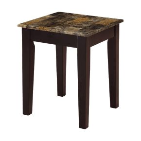ACME 84557 Dusty II - End Table - Light Brown Faux Marble & Cherry