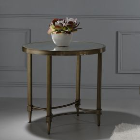 ACME LV02736 Aditya - End Table - Mirrored & Antique Brass