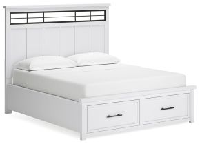 Benchcraft® B844B5 Ashbryn - California King Panel Storage Bed - White / Natural