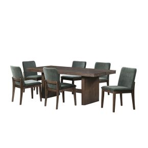 New Classic 40-D3434-RT6G New Classic 40-D3434-RT6G Kody - 79" Rectangle Fixed Top Dining Table With 6 Chair - Brown / Forest Green