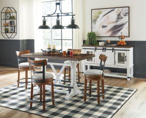 Ashley Furniture D546/13/424(4)/60 Ashley Furniture D546/13/424(4)/60 Valebeck - 6 Pc. - Counter Table, 4 Counter Barstools, Server - White