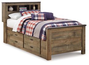 Ashley Furniture B446B17 Trinell - Twin Bookcase Bed With 2 Storage Drawers - Brown