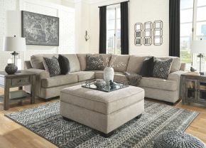 Signature Design by Ashley® 56103/48/46/56/11 Bovarian - Stone - 4 Pc. - Right Arm Facing Loveseat 3 Pc Sectional, Ottoman
