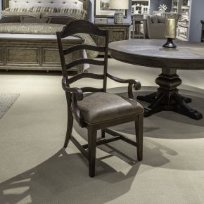 Liberty Furniture 297-C2001A Paradise Valley - Upholstered Ladder Back Arm Chair (RTA) - Dark Brown
