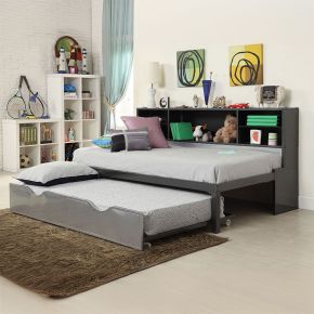 ACME 37225T Renell - Twin Bed With Trundle & Storage - Black & Silver