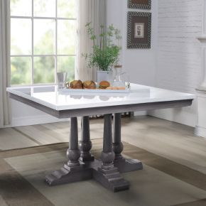 ACME 73270 Yabeina - Square Dining Table - Marble Top Top & Gray Oak