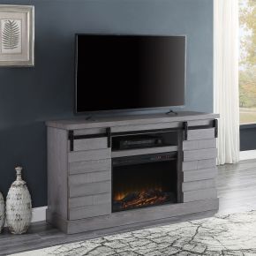 ACME 91616 Amrita - TV Stand With Fireplace - Gray Oak