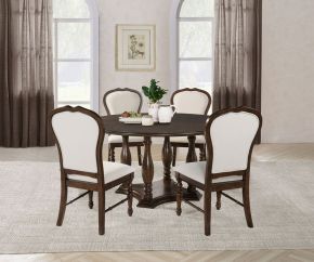 Coaster Fine Furniture 109400-S5 Landon - 5 Piece Round Dining Table Set - Rich Brown
