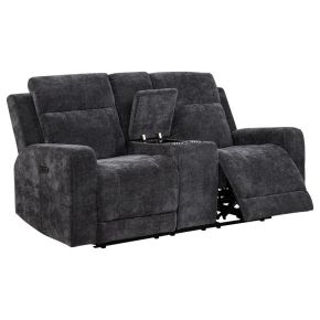 Coaster Fine Furniture 610155P Kennett - Chenille Upholstered Power Reclining Loveseat - Dark Gray