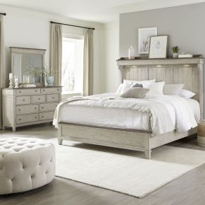 Liberty Furniture 457-BR-KMTDM Ivy Hollow - 3 Piece Bedroom Set (King Mantle Bed, Dresser & Mirror) - White