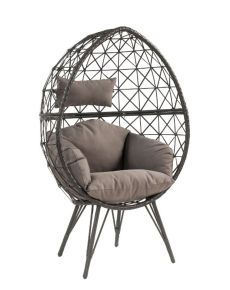 ACME 45111 Aeven - Patio Lounge Chair - Light Gray Fabric & Black Wicker