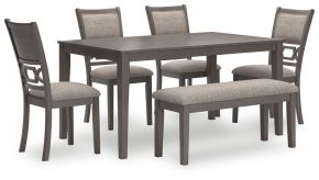 Ashley Furniture D425-325 Wrenning - Dining Room Table Set (Set of 6) - Gray