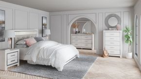 Signature Design by Ashley® B2640/31/36/46/57/54/96 Altyra - 6 Pc. - Dresser, Mirror, Chest, Queen Panel Bed - White