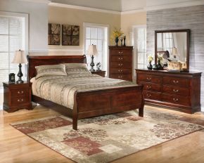 Signature Design by Ashley® B376/31/36/46/82/94 Alisdair - 5 Pc. - Dresser, Mirror, Chest, California King Sleigh Bed - Dark Brown