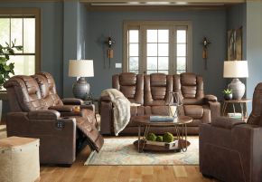 Signature Design by Ashley® 24505/15/18/13 Owner's Box - Thyme - 3 Pc. - Power Sofa, Loveseat, Recliner
