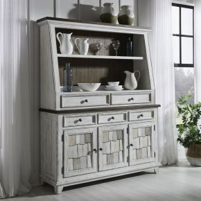 Liberty Furniture 237-DR-SH River Place - Server & Hutch - Riverstone White & Tobacco
