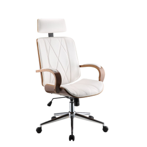 ACME 92513 Yoselin - Office Chair - White PU & Walnut