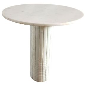 Coaster Fine Furniture 709667 Astoria - Round Genuine Marble Side End Table - White