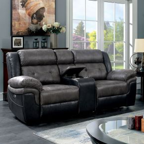 Furniture of America CM6217GY-LV Brookdale - Power Motion Loveseat - Gray / Black