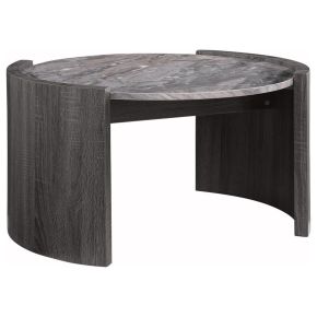 Coaster Fine Furniture 710758 Gladstone - Round Faux Marble Top Coffee Table - Distressed Gray