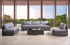 ACME OT01091 Sheffield - Patio Set - Gray Fabric & Gray Finish