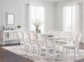 Signature Design by Ashley® D822/35/01(5)/60 Chalanna - White - 12 Pc. - Rectangular Dining Room Extension Table, 10 Side Chairs, Server