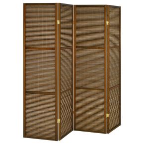 Coaster Fine Furniture 961638 Browning - 4-Panel Bamboo Room Divider Folding Screen - Walnut