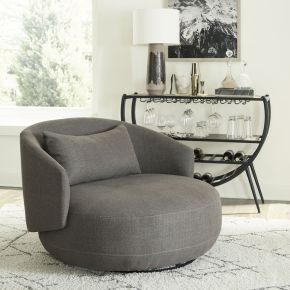 Liberty Furniture 708-ACH15-GY Haley - Upholstered Swivel Cuddler Chair - Charcoal