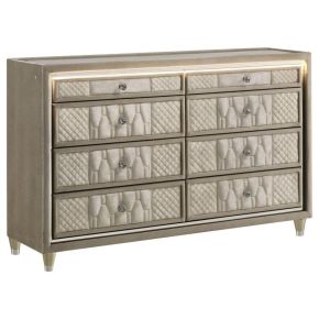 Coaster Fine Furniture 222663 Lorient - 8-Drawer LED Bedroom Dresser Cabinet - Ivory And Camel